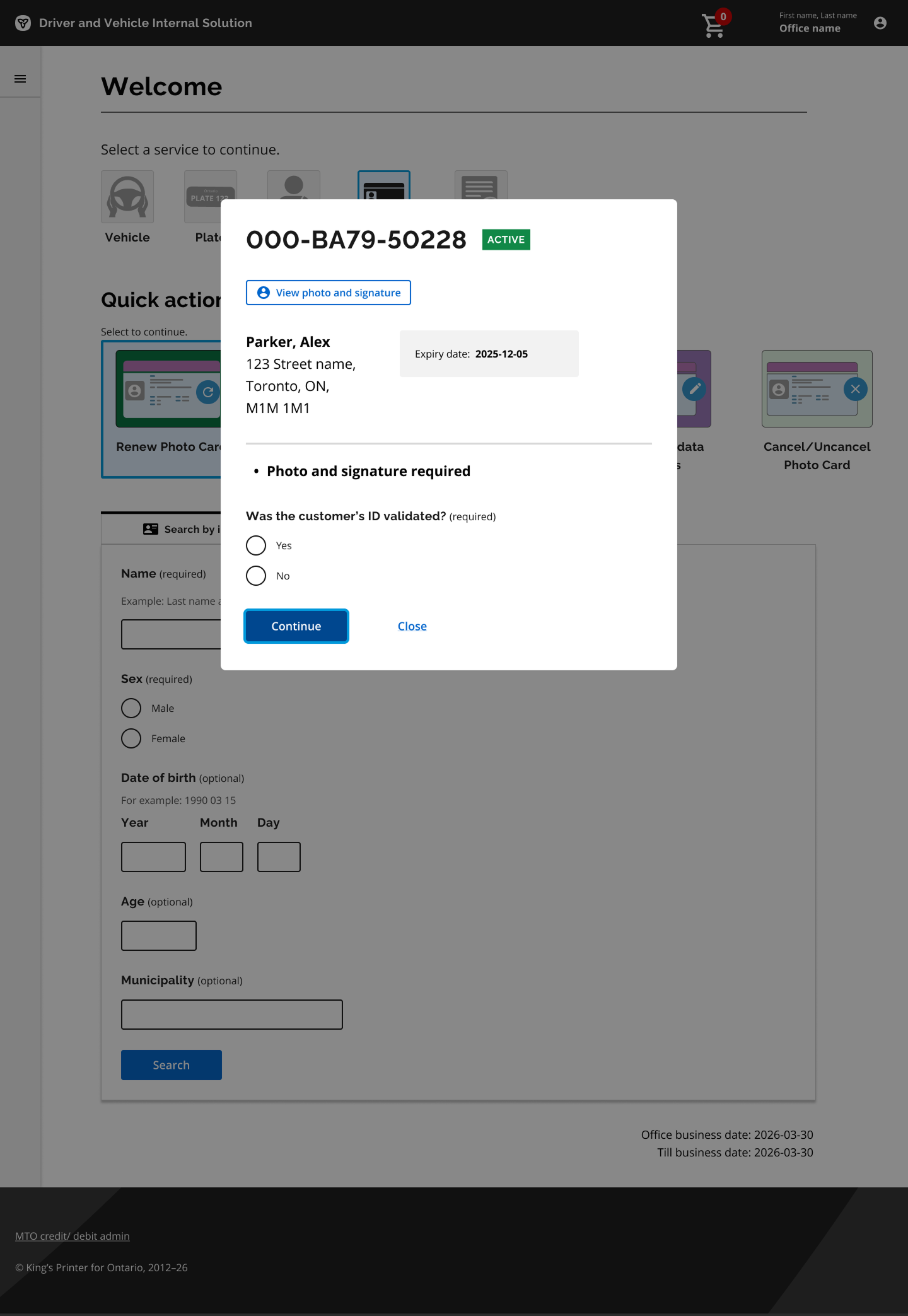 New DVIS, Renew Ontario Photo Card, guided step