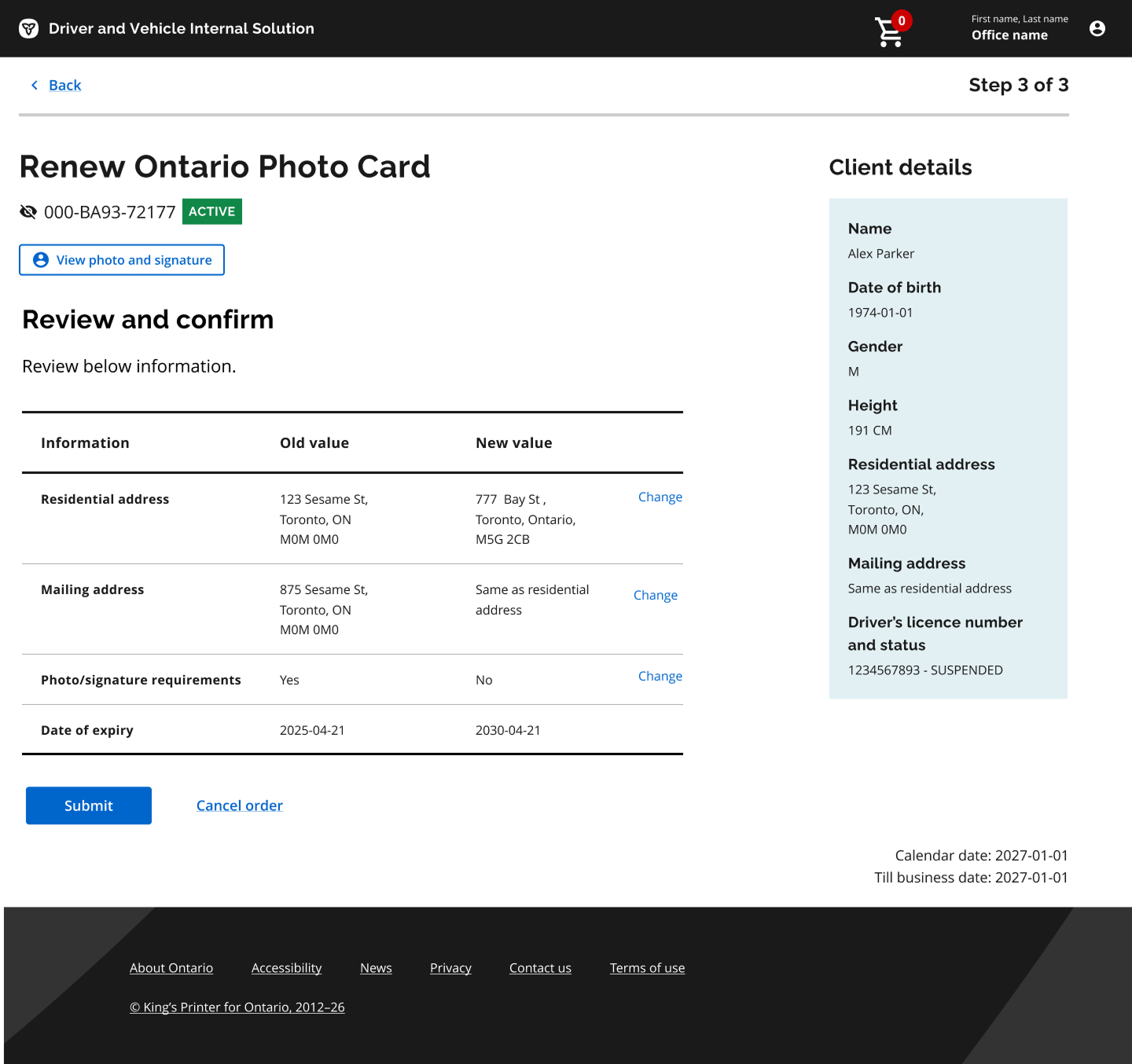 New DVIS, Renew Ontario Photo Card, guided step