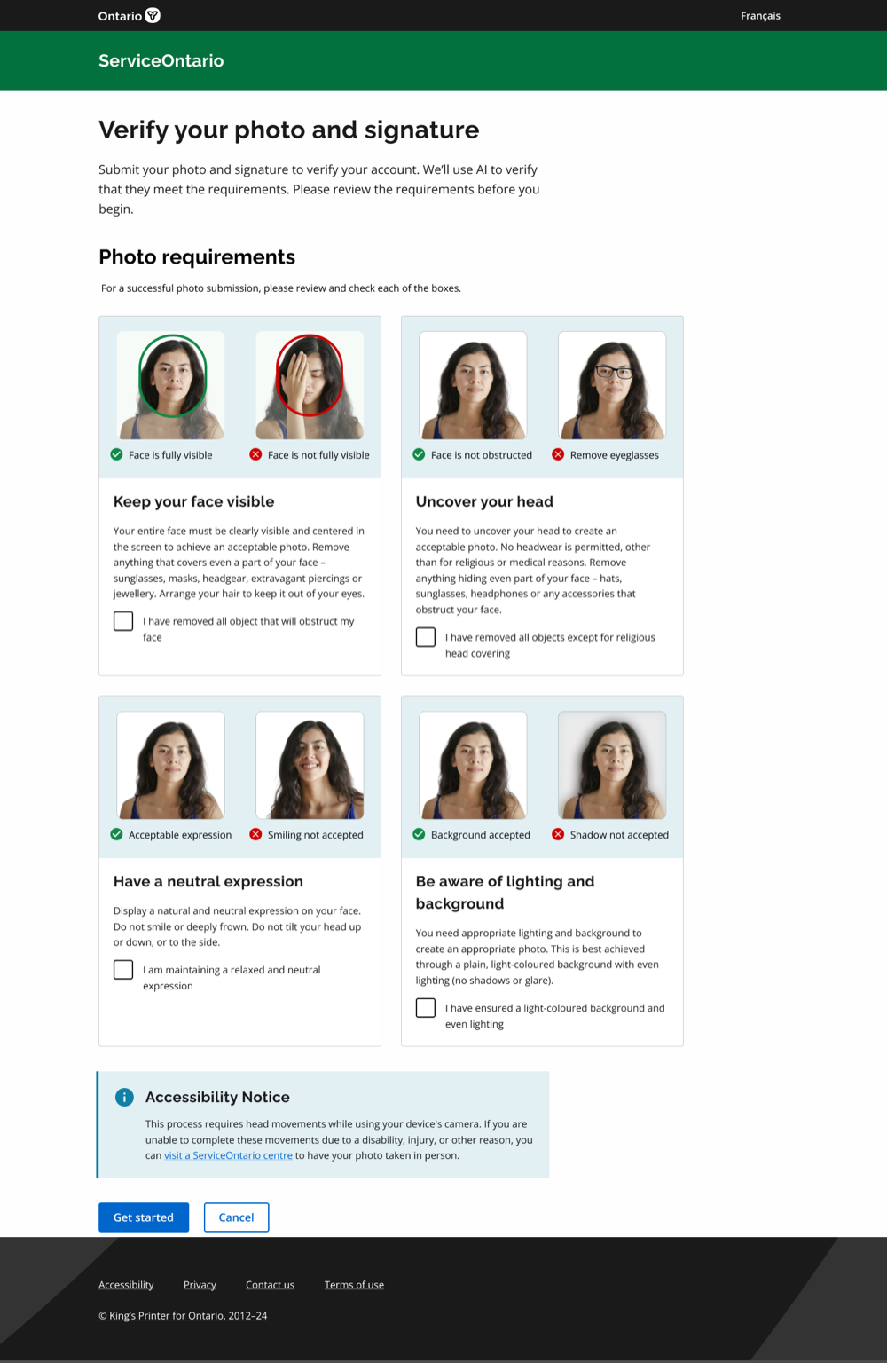 Redesigned ServiceOntario screen